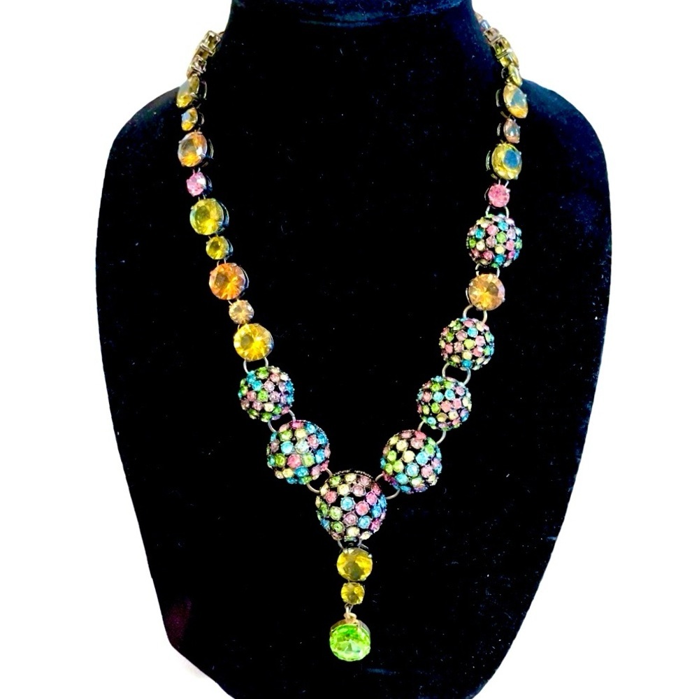 Vintage RJ Graziano Multi-Color Crystal Statement Necklace 120$